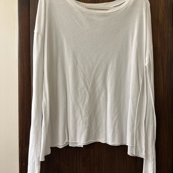 FRANK & EILEEN
White Relaxed Raw Edge Long Sleeve Tee (T2) - Picture 2 of 4